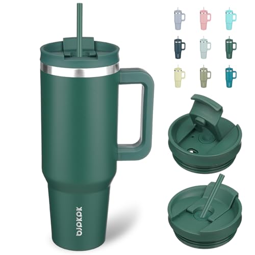 40 oz Insulated Tumbler with Handle & Straw