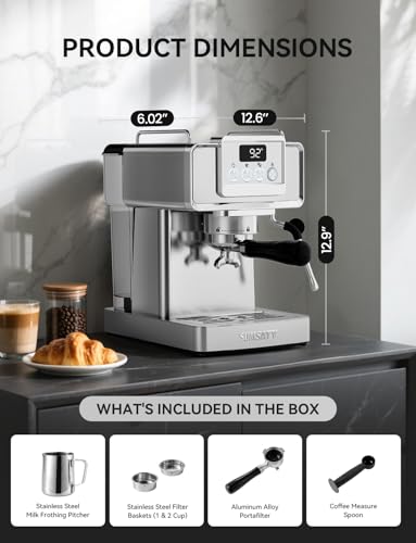 20 Bar Espresso Machine Stainless Steel with Powerful Milk Frother