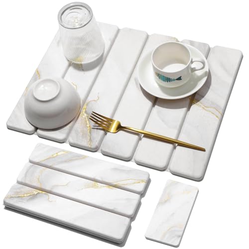 Small Stone Dish Drying Mat for Kitchen Counter (2 Count)