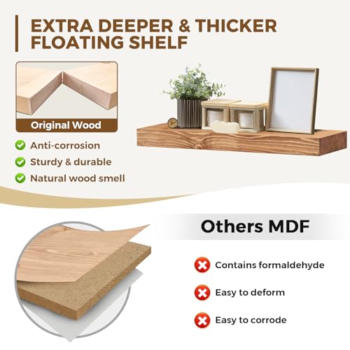 Solid Wood Floating Shelves (2 Count)