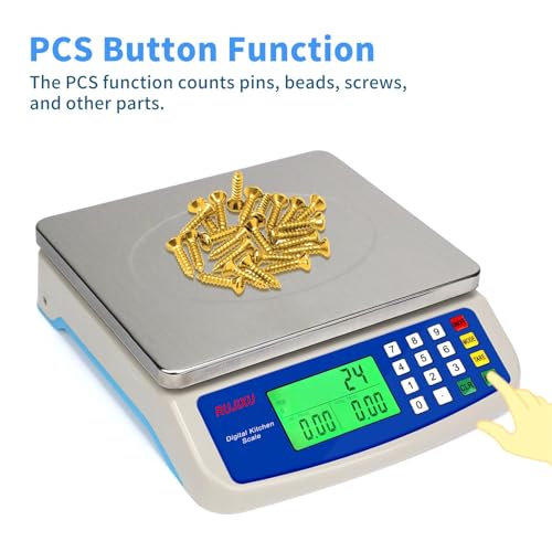 Large Digital Kitchen Scale 30KG Commercial Food Scale 66LB for Baking Bread Meat Stainless Steel Price Computing Scale LCD Display