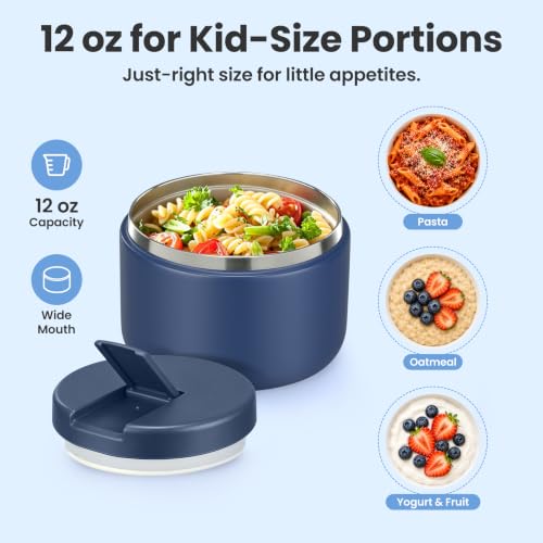 12oz Insulated Vacuum Food Jar with Buckle Lid Wide Mouth Soup Thermo for Hot Food Kids Leakproof Stainless Steel Lunch Container