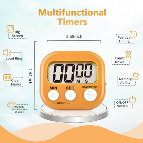 4 Pack Orange Digital Kitchen Timer Magnetic Digital Timer with Big Display Loud Ring Cooking Timers for Cooking (4 Count)