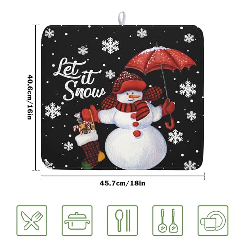 Winter Snowman Dish Drying Mat