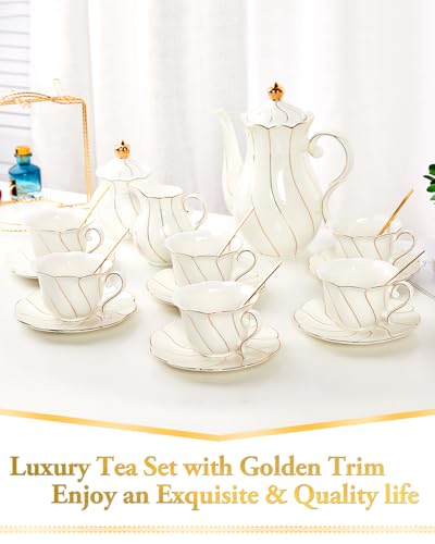 22 pcs White Porcelain Tea Set for 6 (22 Count)