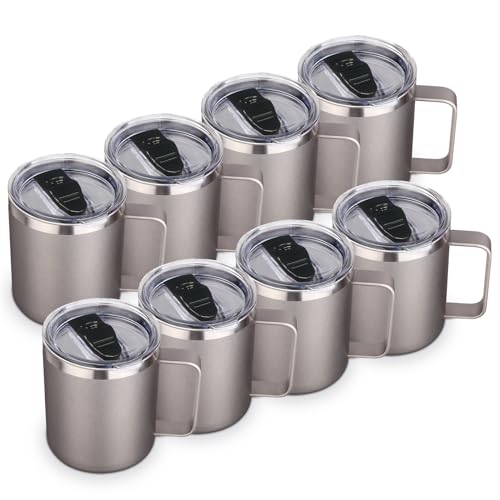 14oz Insulated Stainless Steel Coffee Mug with Lid Bulk 8 Pack (8 Count)