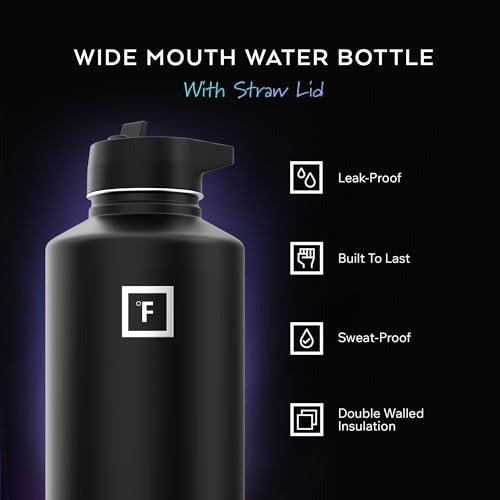 64 oz Wide Mouth Water Bottle with 3 Lids