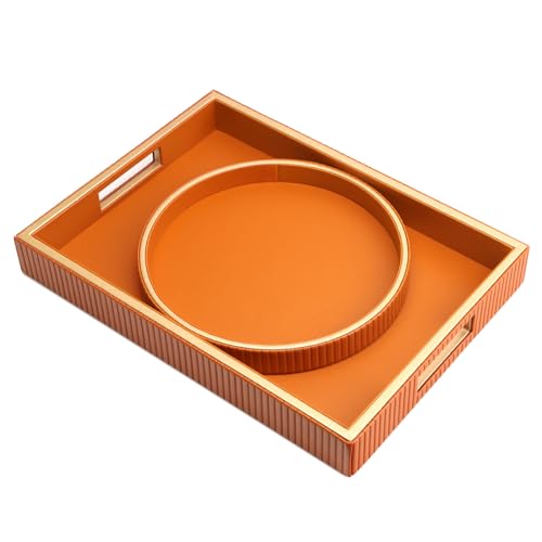 Leather Tray Desktop Storage Organizer (2 Count)