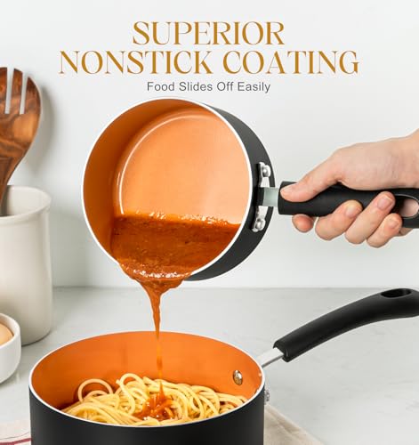 Ceramic Saucepan Set 1.5QT & 2QT & 3QT Nonstick Sauce Pans (3 Count)