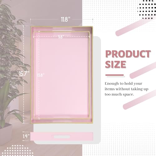 Pink Serving Tray with Handles