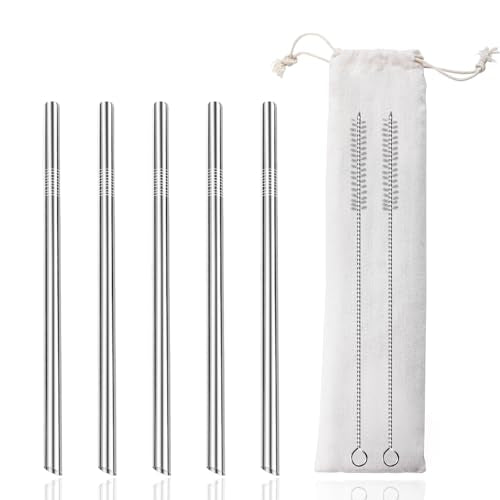 5 Pcs Stainless Steel Smoothie Straws (5 Count)