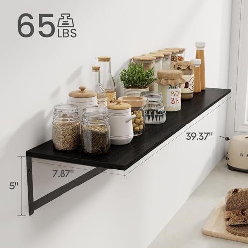 Black Deep Floating Shelves for Wall (2 Count)