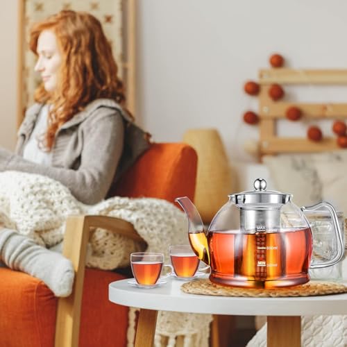 Tea Pot Set 1200ml Glass Teapot with 4 Glass Teacups