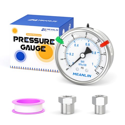 0~15Psi Stainless Steel Liquid Filled Pressure Gauge 2.5" FACE DIAL 1