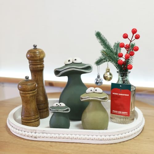 Oval Wood Serving Tray with Wooden Beads
