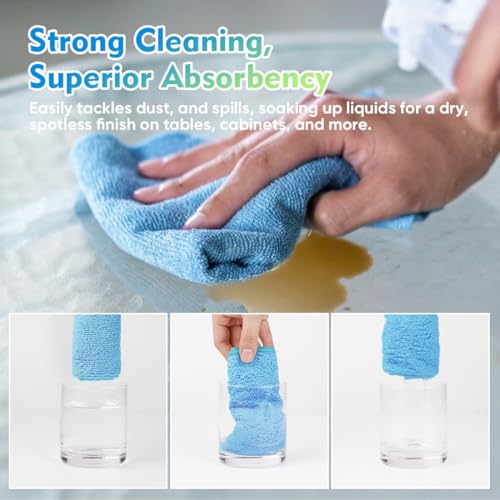 Blue Microfiber Cleaning Cloth 20 Pack 11.5 x 11.5 inch Microfiber Towels for Cars Ultra Absorbent Car Washing Cloth Lint Free Streak Free Cleaning Rags for Car (20 Count)