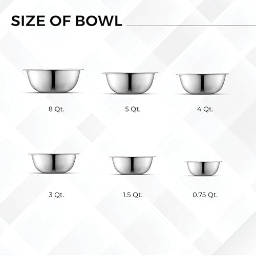 Set of 6 Premium Stainless Steel Mixing Bowls Set (5 Count)