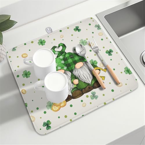 St Patrick's Day Gnome Dish Drying Mat for Kitchen Counter