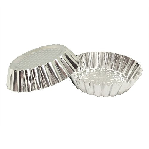 Set of 20, 3-3/4" Fluted Design Round Shape Non-stick Aluminum Tart Mold, Mini Pie Tin, Tartlet Pan (20 Count)