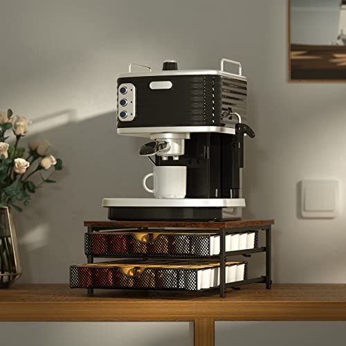 Coffee Pod Drawer Holder Capsule Storage Organizer 2 Tier Coffee Pods Holder With Sliding Baskets for 72 Capacity K Pod