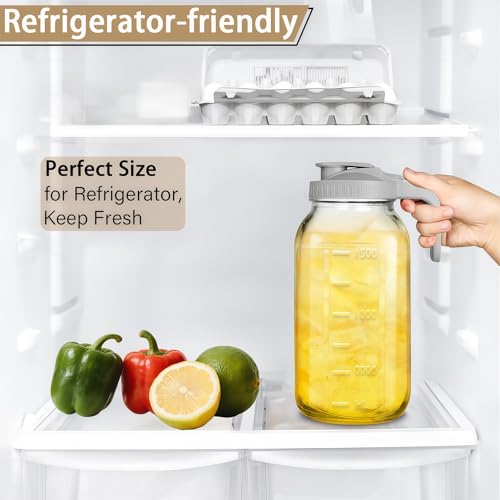 32oz (1 quart) Glass Pitcher with Lid, Mason Jar Pitcher, Glass Container