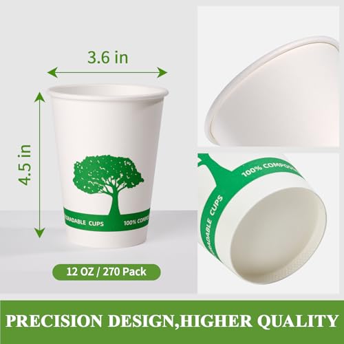 270 Pack Compostable Paper Cups (270 Count)