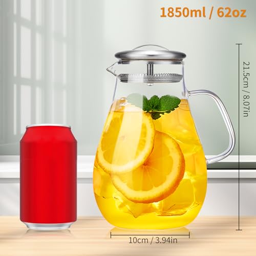 68OZ Glass Pitcher with Lid and Spout