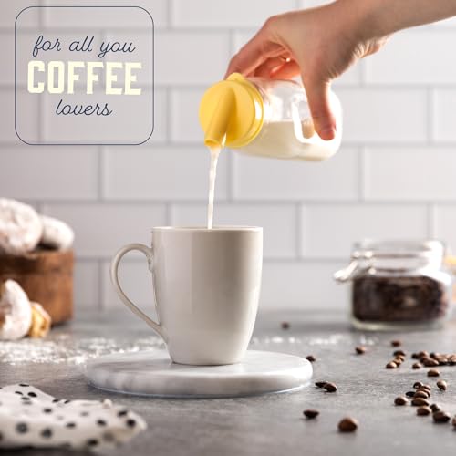 12 Oz Square Glass Milk Bottles with Lids (4 Count)