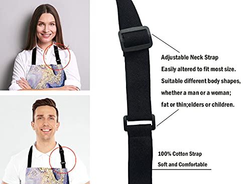 Marble Apron Colorful Natural Luxury Gouache Landscape Unisex Kitchen Bib with Adjustable Neck for Cooking Gardening