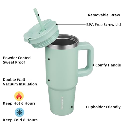 30 oz Insulated Tumbler with Handle & Straw