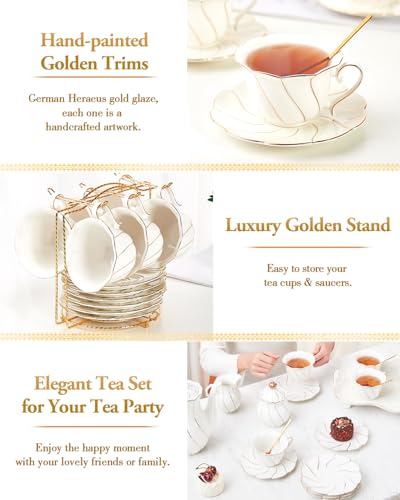 22 pcs White Porcelain Tea Set for 6 (22 Count)