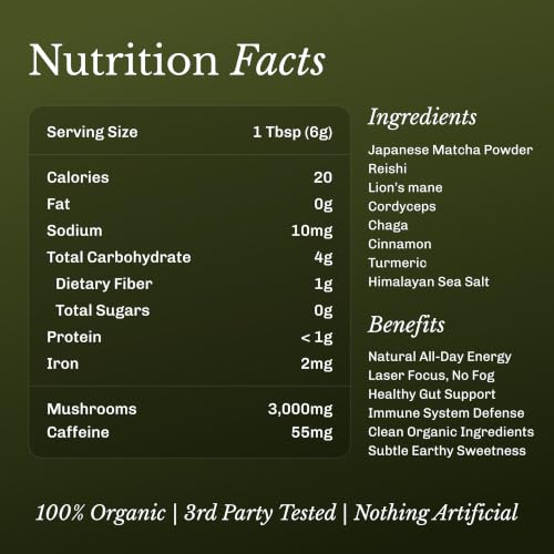 MUDWTR Mushroom Matcha Powder (6.4 Ounce)