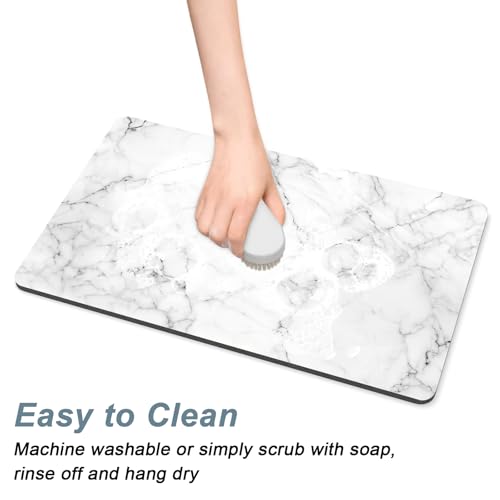 Coffee Mat 12" x 19" Cute Marble Style Coffee Bar Mats for Espresso Machine Station Accessories and Organizer