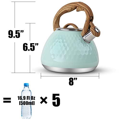 Tea Kettle Toptier Teapot Whistling Kettle with Wood Pattern Handle Loud Whistle
