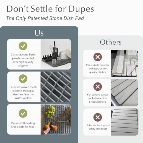 Home Collapsible Dish Drying Rack with Stone Dish Pad