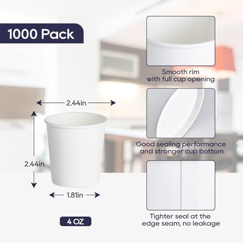 1000 pack 4 oz Disposable Paper Coffee Cups (45.99 Count)
