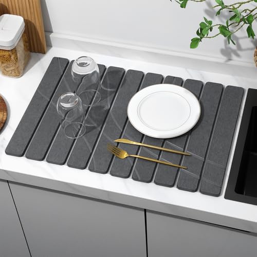 Large Stone Dish Drying Mat for Kitchen Counter (2 Count)