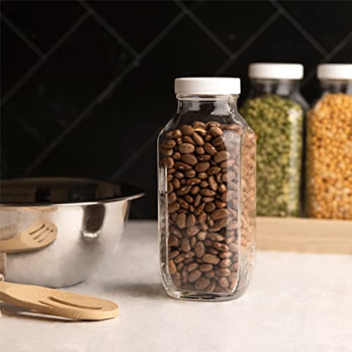 16oz Glass Milk Bottles with Lids (4 Count)