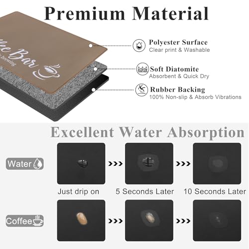 Coffee Mat 2 Pack 12x19 Inch Absorbent Non (2 Count)