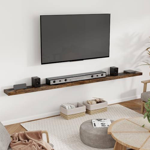 55 Inch Floating Shelves for Wall 8 Inch Deep Rustic Brown Shelves Set of 2 (2 Count)