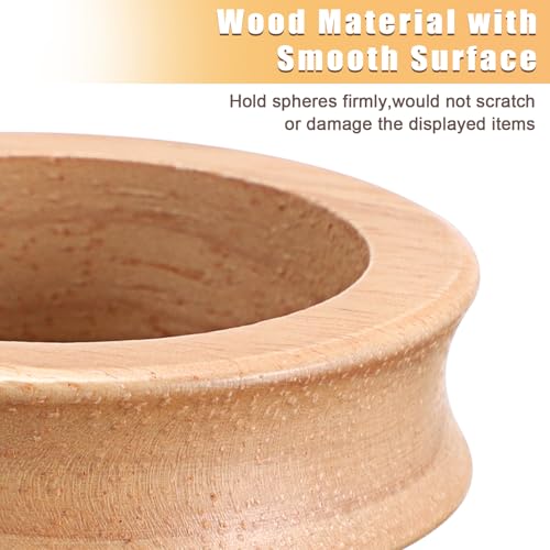 Pack of 3 Wooden Sphere Holder Display Stand for Crystal Sport Ball (3 Count)