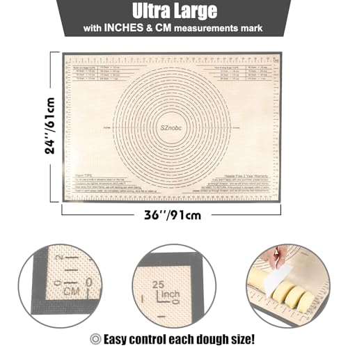 Silicone Pastry Mat 36X24 inch Baking Mat for Rolling Dough