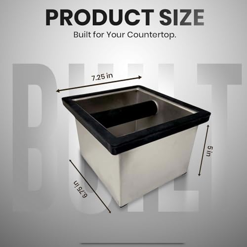Stainless Steel Espresso Knock Box with Splash Guard 6x5.5x4in
