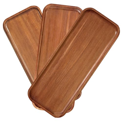 Solid Acacia Wood Serving Tray (3 Count)