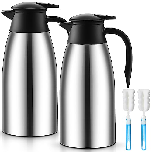 2 Pcs Thermal Coffee Carafe Insulated Stainless Steel Coffee Carafe for Hot Liquid Vacuum Thermal Pot Creamer Pitcher Dispenser with Brushes Keeping Hot Water Milk (2 Count)