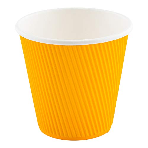 Ripple Wall Coffee Cups 25 Count 8 Ounce Insulated Yellow Paper Cups
