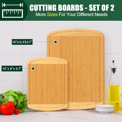 Bamboo Cutting Boards for Kitchen Set of 2 (2 Count)