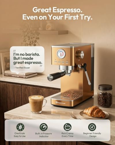 Slim Espresso Machine with Milk Frother