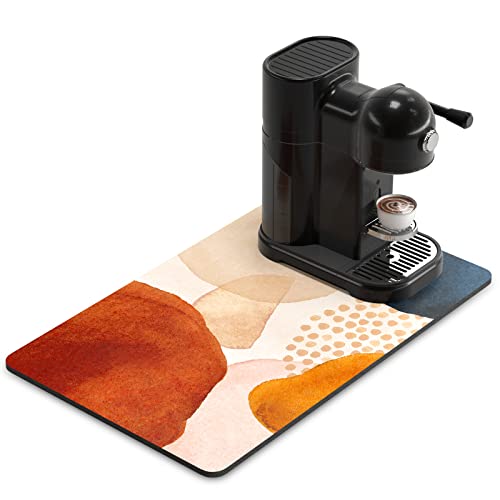 Coffee Mat 12" x 19" Cute Boho Theme Coffee Bar Mats for Espresso Machine Station Accessories and Organizer