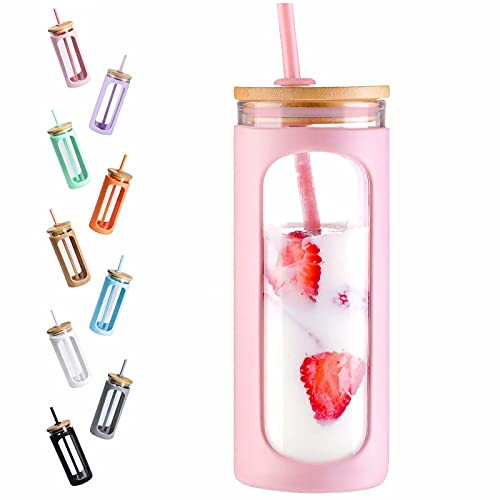 20oz Glass Water Tumbler with Straw and Lid